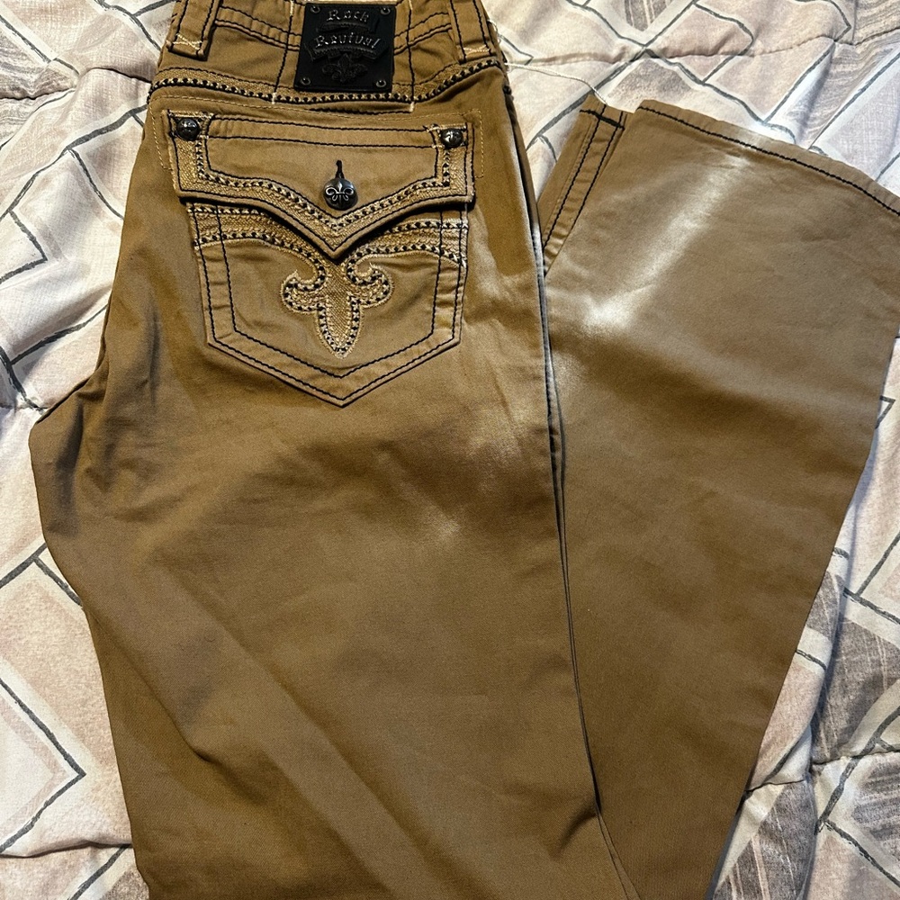 Rock Revival Blake Straight-Leg Jeans Tan Khaki Vintage